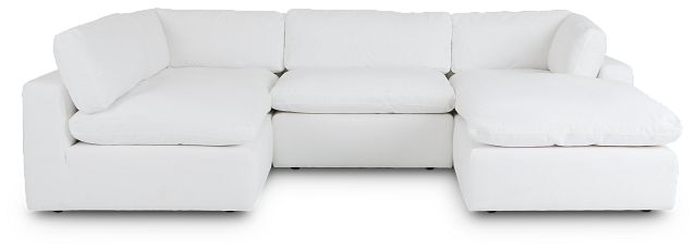 Grant White Fabric 5pc Bumper Sectional