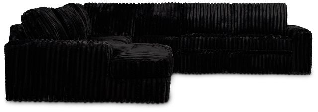 Teddy Black Fabric Large Left Chaise Sectional