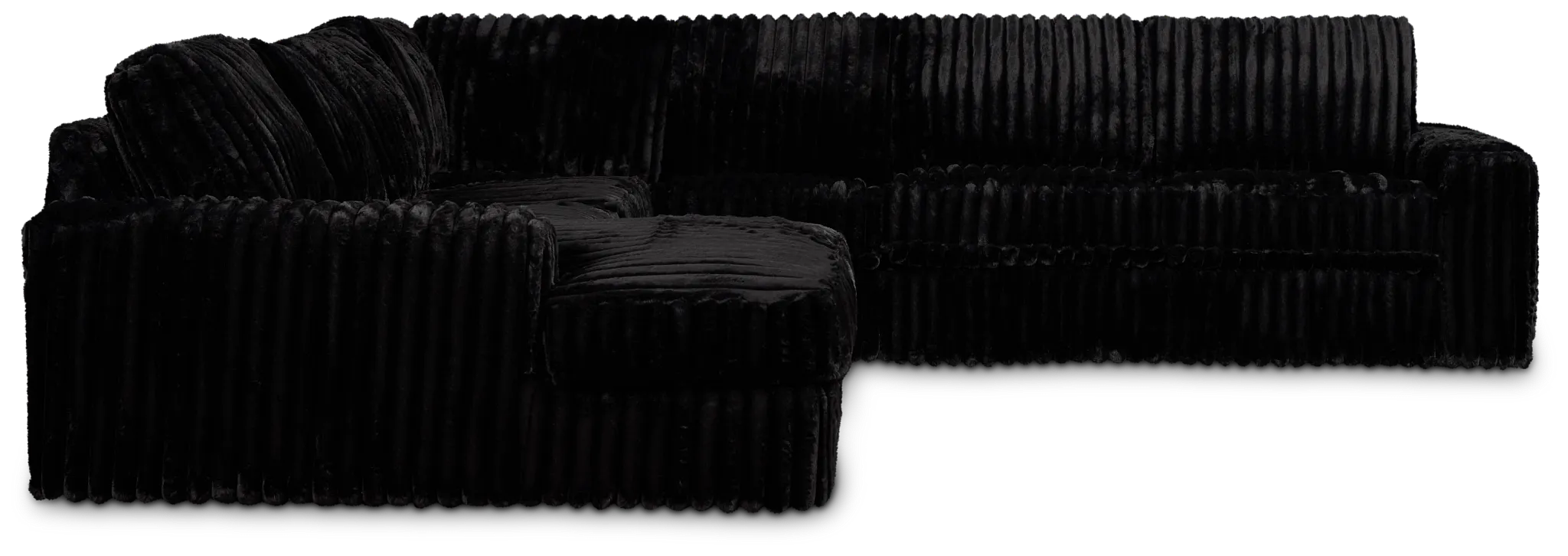 Teddy Black Fabric Large Left Chaise Sectional