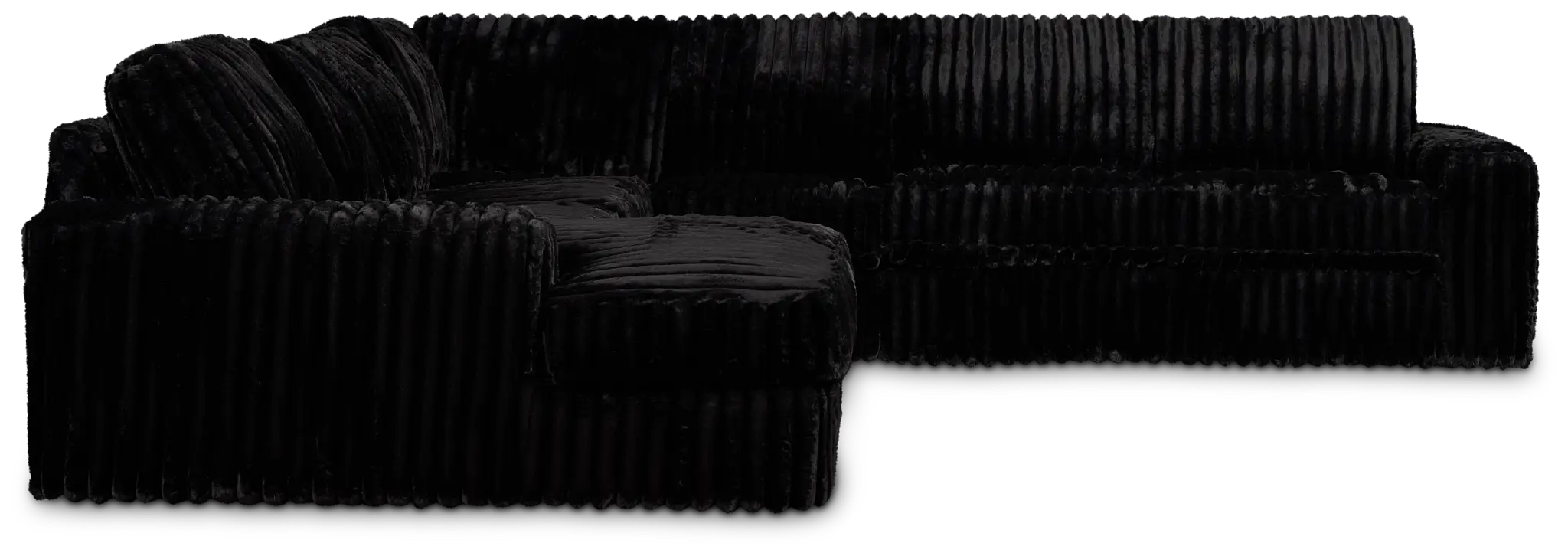 Teddy Black Fabric Large Left Chaise Sectional Teddy Black Fabric Large Left Chaise Sectional