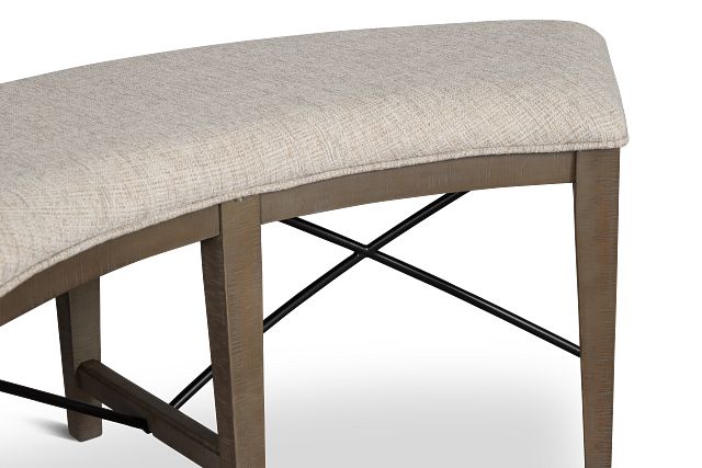 Heron Cove Light Tone Curved Upholstered Dining Bench