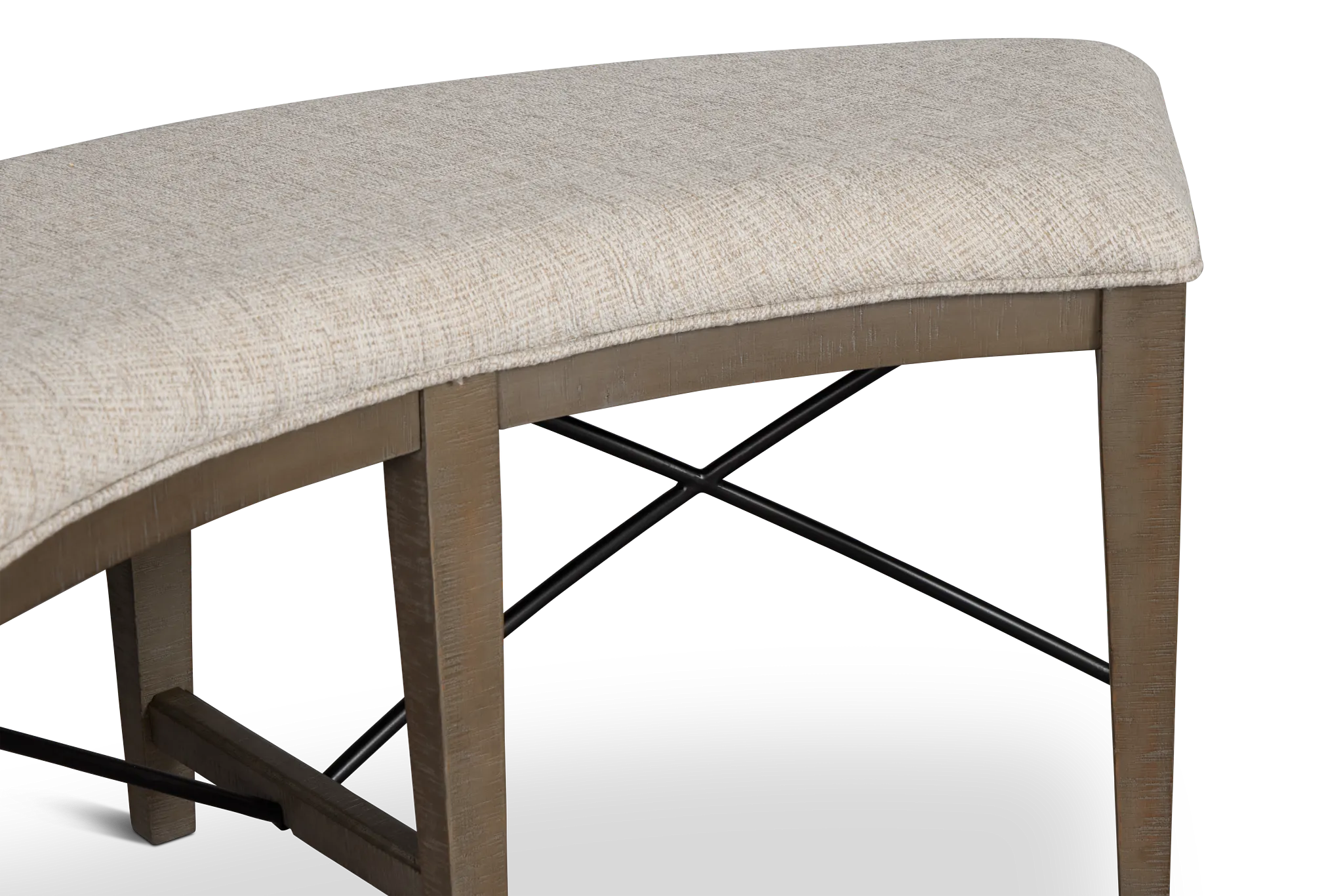 Heron Cove Light Tone Curved Upholstered Dining Bench