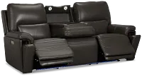 Fallon Dark Gray Leather/Vinyl Power Reclining Sofa with Massage