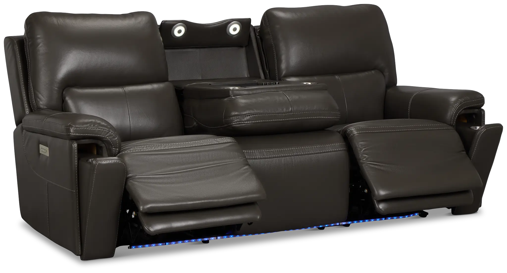 Fallon Dark Gray Leather/Vinyl Power Reclining Sofa with Massage Fallon Dark Gray Leather/Vinyl Power Reclining Sofa with Massage