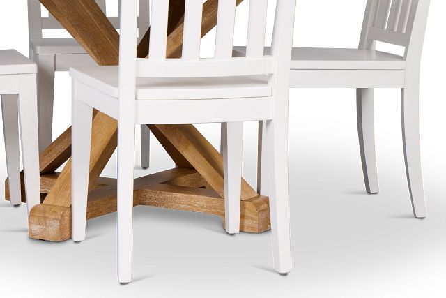 Nantucket Two-tone White Round Table & 4 White Chairs