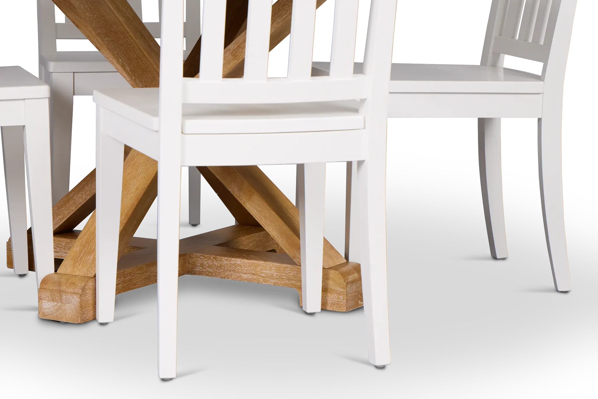 Nantucket Two-tone White Round Table & 4 White Chairs Nantucket Two-tone White Round Table & 4 White Chairs