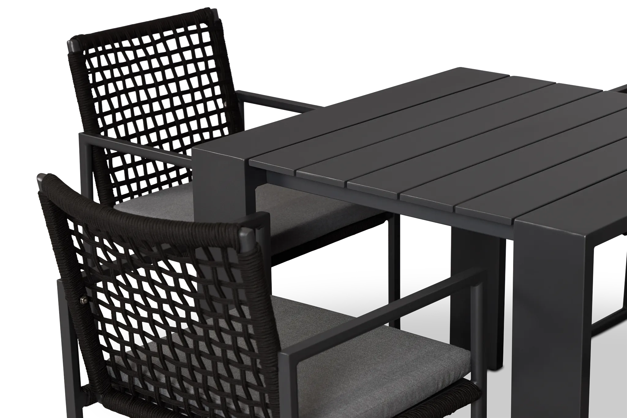 Sunrise Dark Gray 35" Square Table & 4 Aluminum Arm Chairs