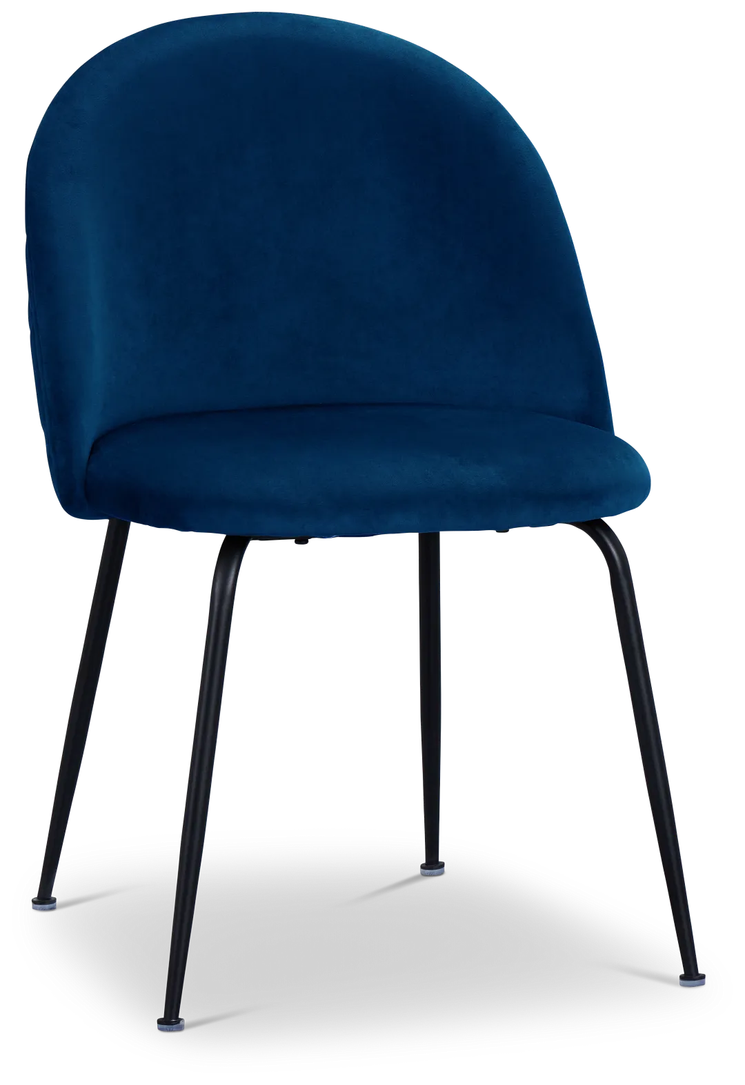 Capri Dark Blue Velvet Upholstered Side Chair W/ Black Legs