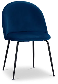 Capri Dark Blue Velvet Upholstered Side Chair W/ Black Legs
