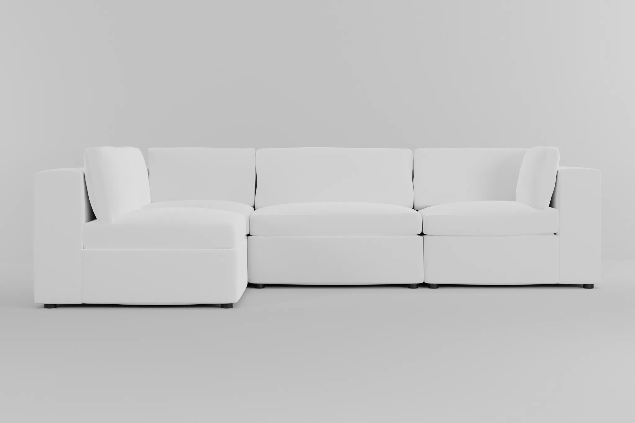 Destin Suave White Fabric 4-piece Modular Sectional