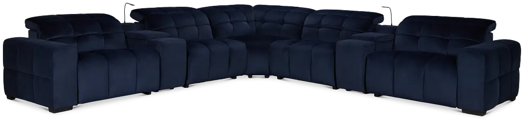 Gemma Navy Velvet Large Triple Power Reclining Two-arm Sectional Gemma Navy Velvet Large Triple Power Reclining Two-arm Sectional
