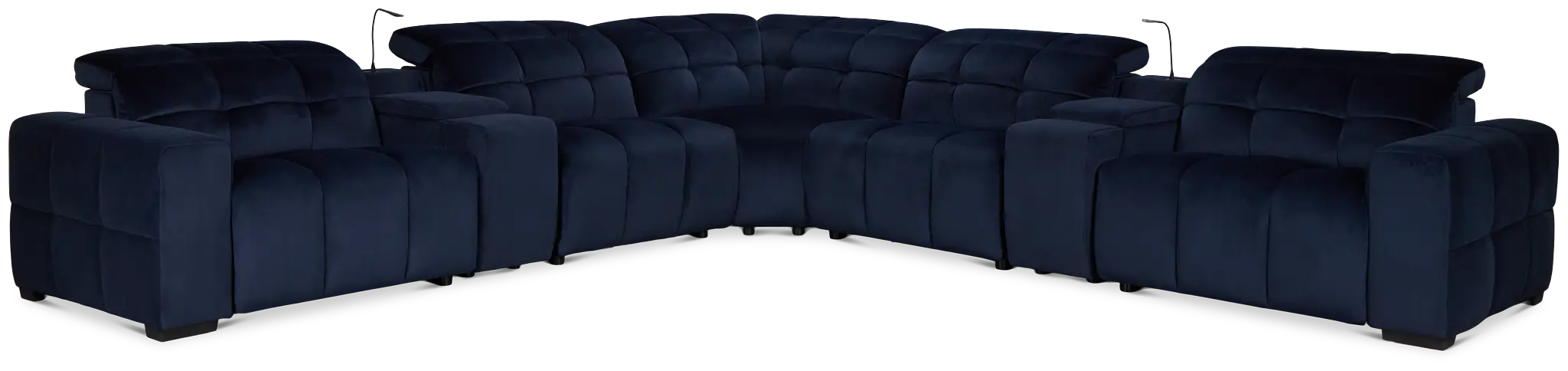 Gemma Navy Velvet Large Triple Power Reclining Two-arm Sectional Gemma Navy Velvet Large Triple Power Reclining Two-arm Sectional