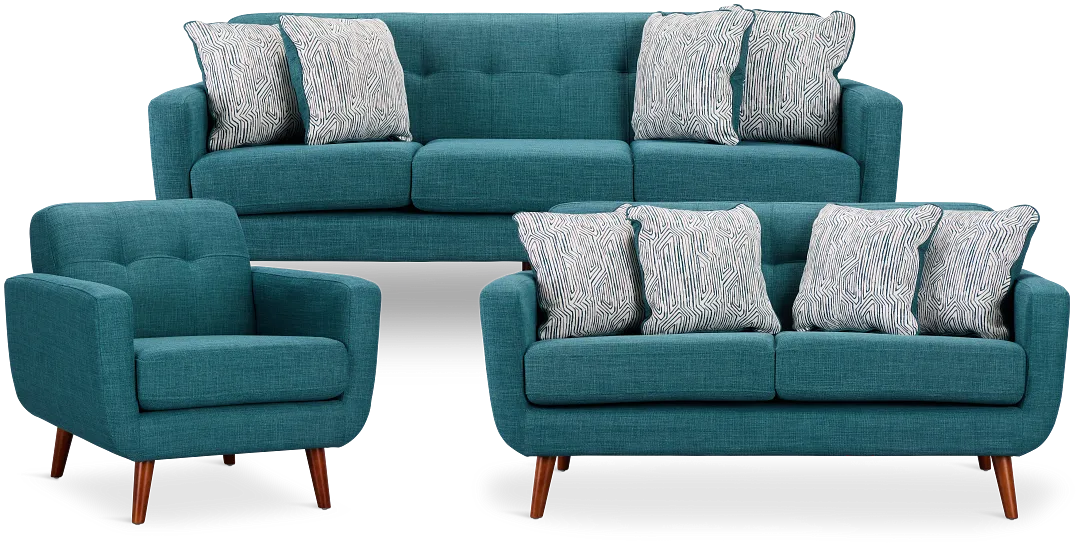 Raya Dark Teal Fabric Living Room