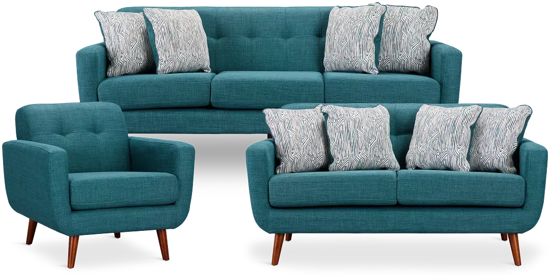 Raya Dark Teal Fabric Living Room Raya Dark Teal Fabric Living Room