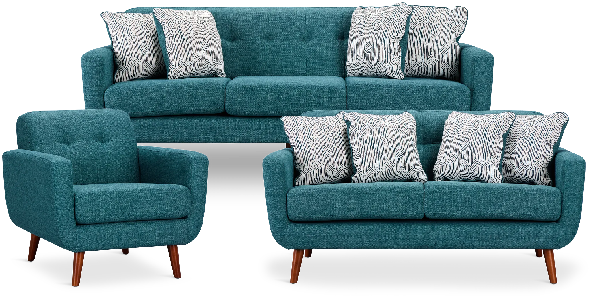 Raya Dark Teal Fabric Living Room
