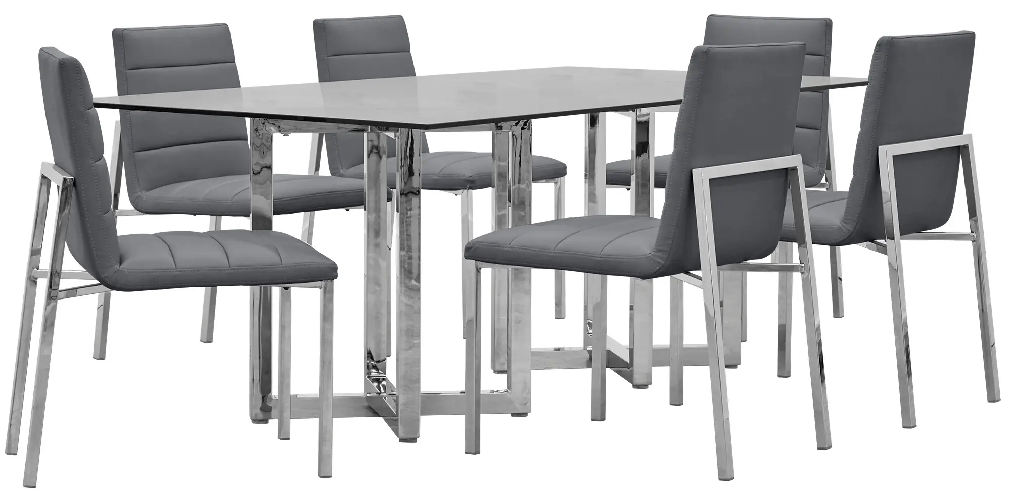 Amalfi Gray Glass Rectangular Table & 4 Upholstered Chairs Amalfi Gray Glass Rectangular Table & 4 Upholstered Chairs