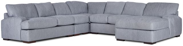 Alpha Light Gray Fabric Large Right Chaise Sectional (1)