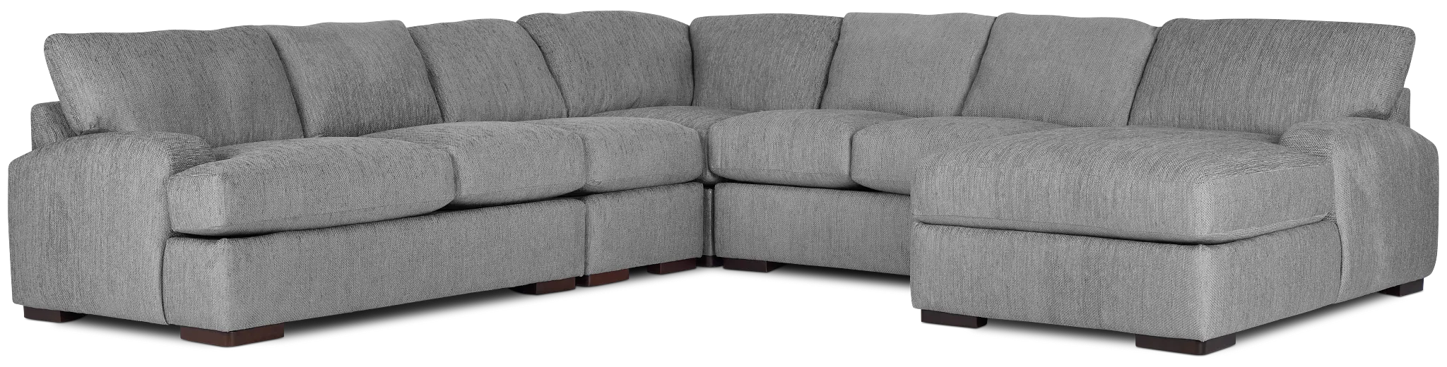 Alpha Light Gray Fabric Large Right Chaise Sectional