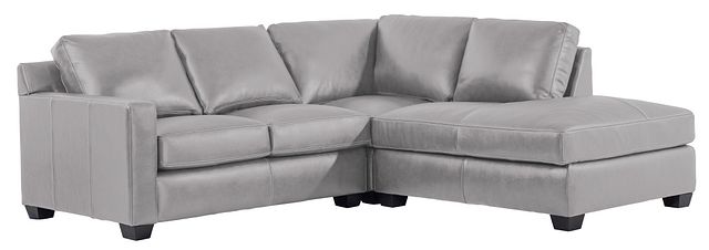 Carson Gray Leather Right Bumper Sectional