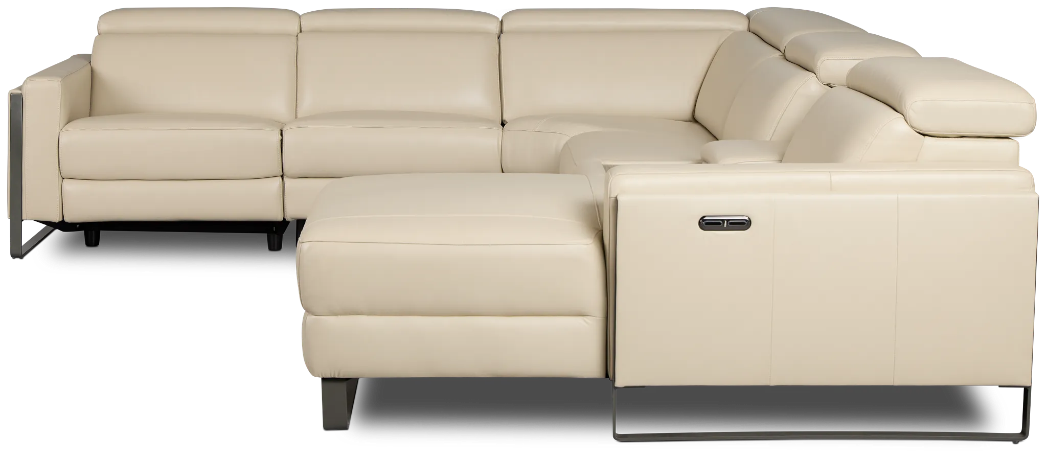 Atlas Taupe Lthr/vinyl Medium Power Reclining Right Chaise Sectional