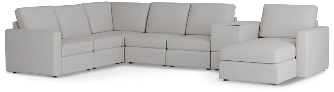 Citymod Light Gray Fabric Large Right Chaise Sectional With Storage Console