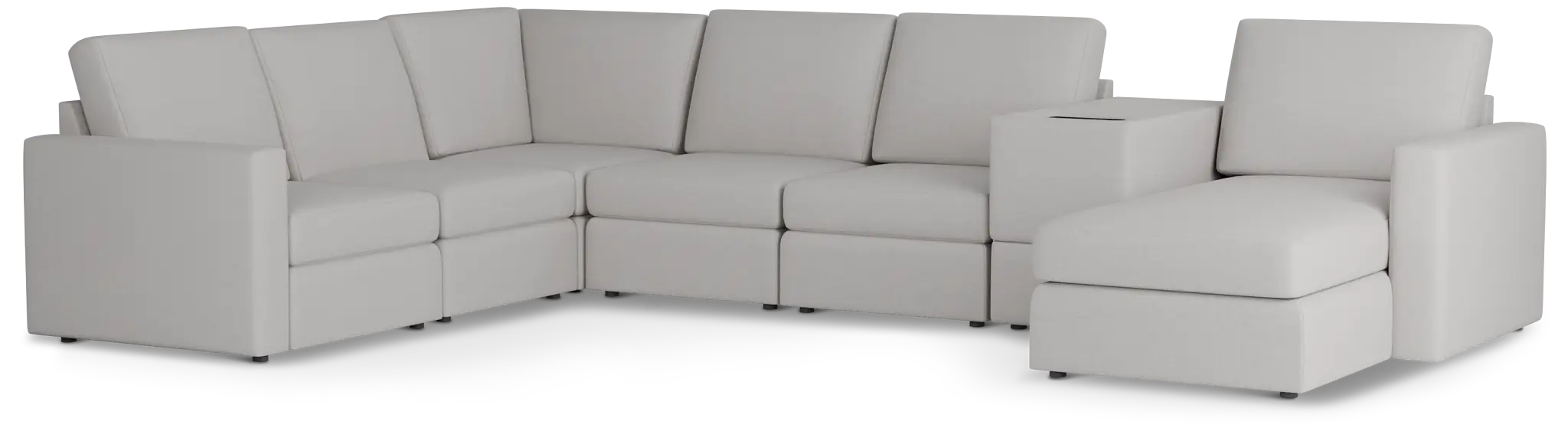 Citymod Light Gray Fabric Large Right Chaise Sectional With Storage Console Citymod Light Gray Fabric Large Right Chaise Sectional With Storage Console