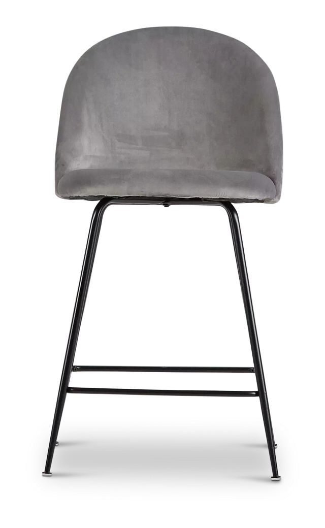 Capri Gray Upholstered 24" Barstools W/black Legs