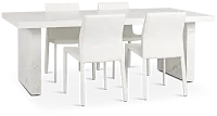 Viscaya White Rect Table & 4 White Upholstered Chairs