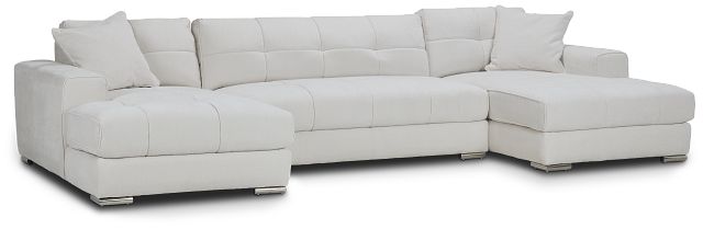 Brielle White Fabric Double Chaise Sectional