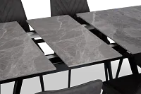 Maricopa Gray Extension Table & 4 Dark Gray Upholstered Chairs