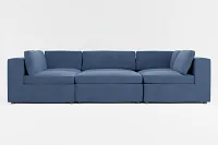 Destin Revenue Dark Blue Fabric 6-piece Pit Sectional