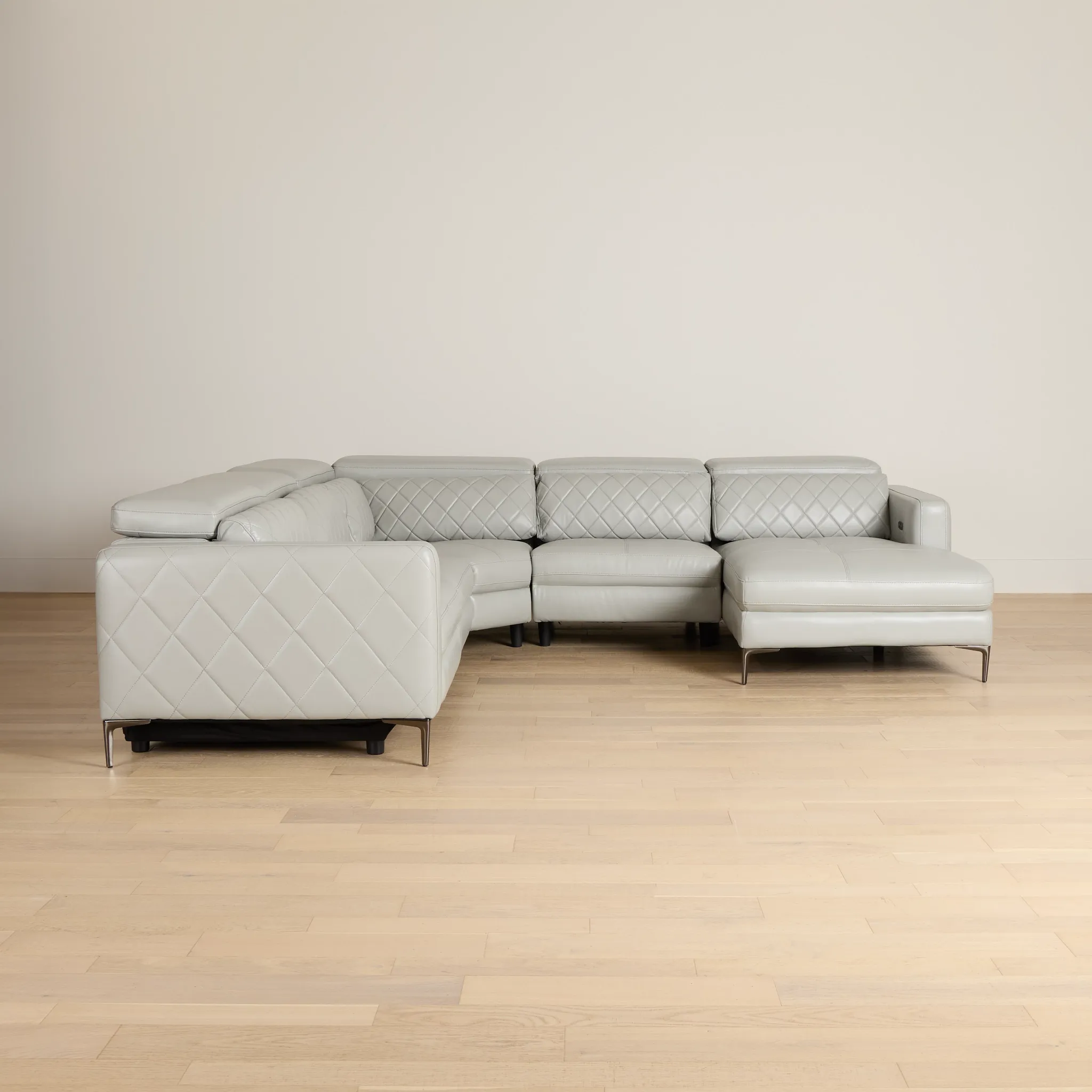 Ava Light Gray Micro Small Right Chaise Power Reclining Sectional