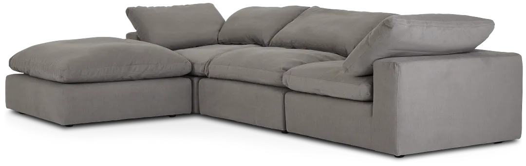 Nixon Light Gray Fabric 4-piece Bumper Sectional
