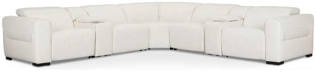 Ellis Light Beige Fabric Large Dual Power Reclining Two-arm Sectional