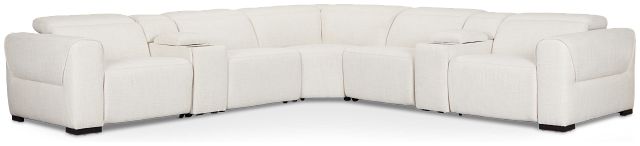 Ellis Light Beige Fabric Large Dual Power Reclining Two-arm Sectional