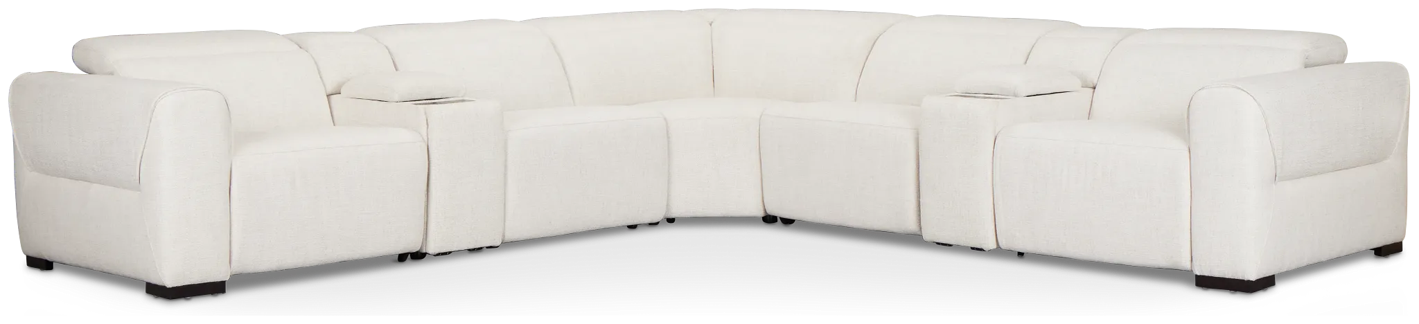 Ellis Light Beige Fabric Large Dual Power Reclining Two-arm Sectional