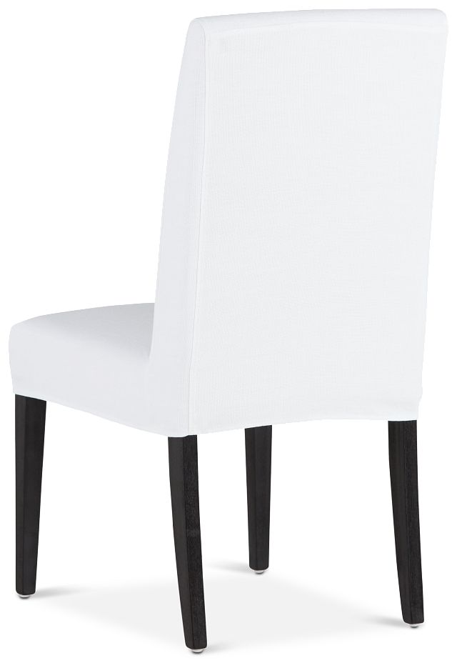 Destination White Short Slipcover Chair With Dark-tone Leg