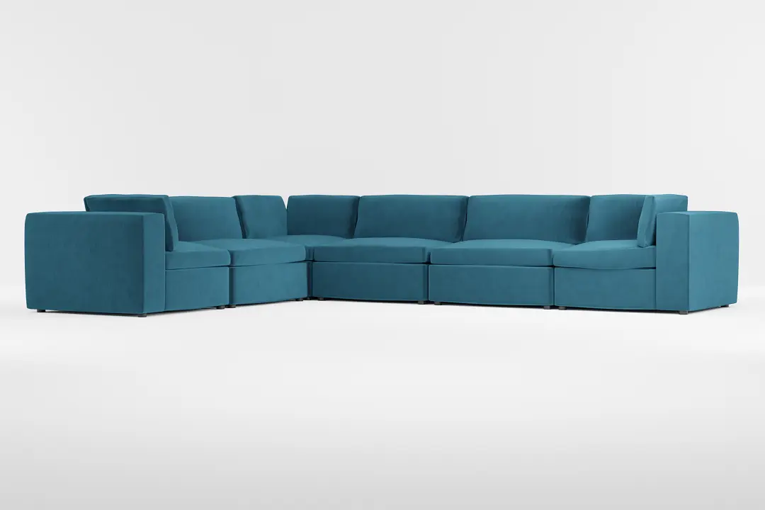 Destin Joya Teal Velvet 6-piece Modular Sectional Destin Joya Teal Velvet 6-piece Modular Sectional