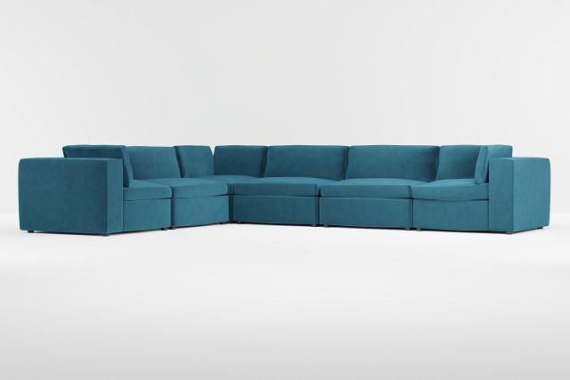 Destin Joya Teal Velvet 6-piece Modular Sectional