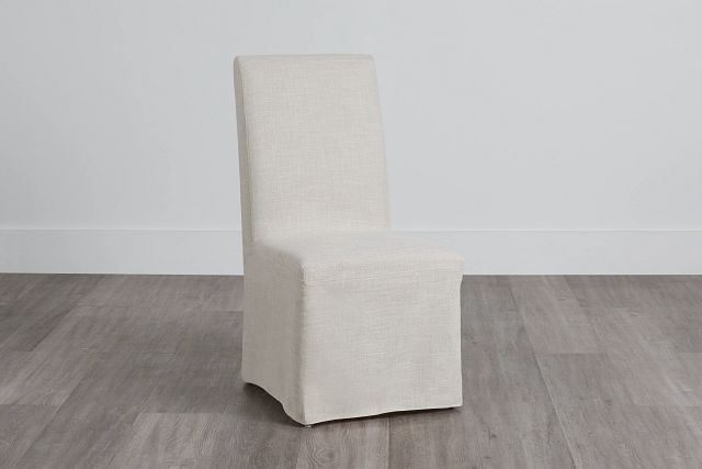 Harbor Light Beige Long Slipcover Chair With Light Tone Leg