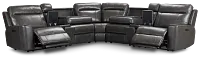 Benji Dark Gray Lthr/vinyl Large Dual Power Reclining Two-arm Sectional