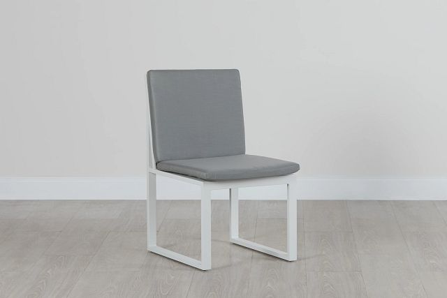 Linear White Dark Gray Aluminum Cushioned Chair