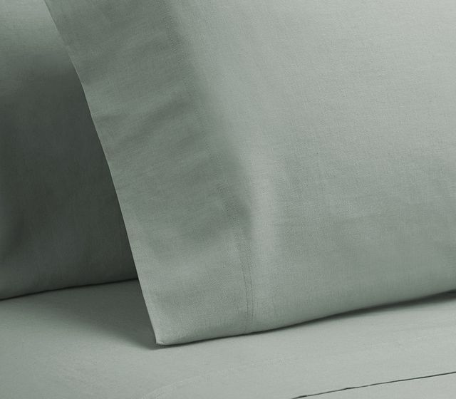 Linen Blend Blue Set Of 2 Pillowcases (2)
