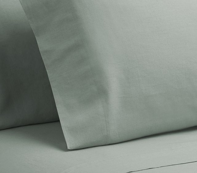 Linen Blend Blue Set Of 2 Pillowcases