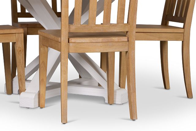 Nantucket Two-tone Light Tone Round Table & 4 Light Tone Chairs