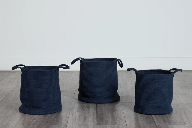 Nuru Dark Blue Set Of 3 Basket