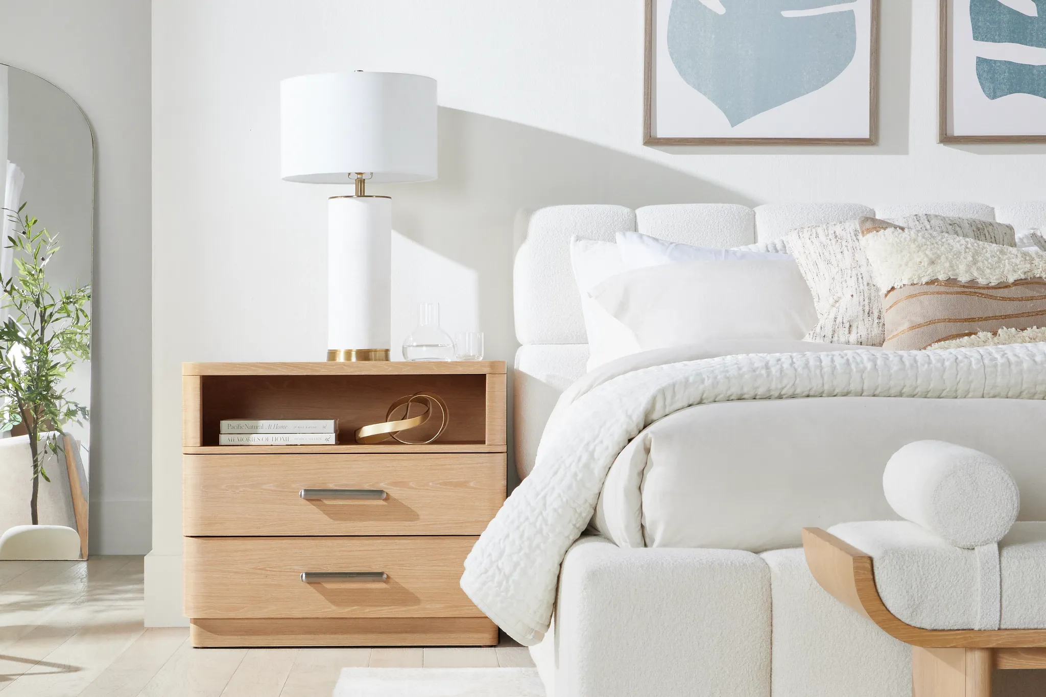 Malibu Light Beige Tufted Platform Bed