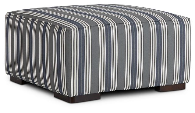 Amuse Blue Stripe Accent Ottoman