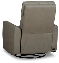 Izzy Light Gray Lthr/vinyl Power Swivel Glider Recliner