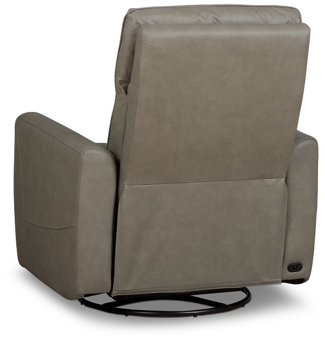 Izzy Light Gray Lthr/vinyl Power Swivel Glider Recliner